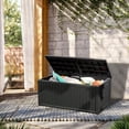thumbnail image 2 of 270 Gallon Lockable Resin Deck Box, Waterproof UV-Resistant Outdoor Storage Box, Heavy Duty Garden Tool Organizer for Patio Storage, Pool Accessories, Outside Storage （Black）, 2 of 8