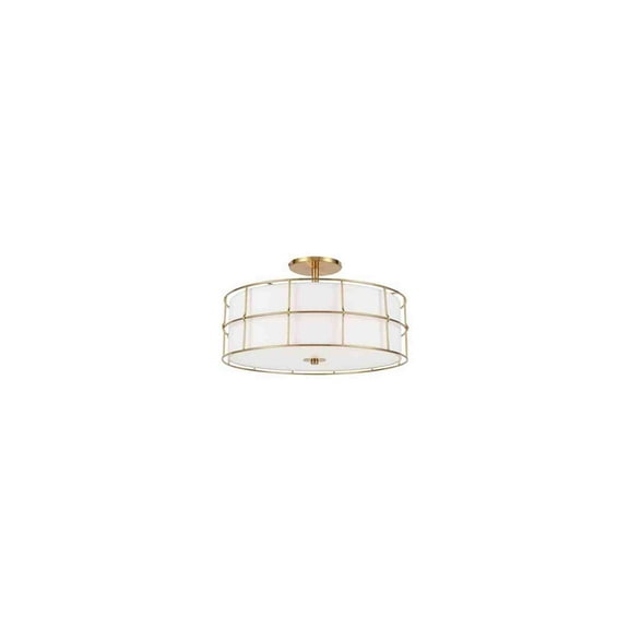 Dainolite Alcala 3-light Transitional Metal Semi-Flush Mount in Aged Brass/White