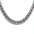 thumbnail image 6 of EOEMY High Polished 7-13mm Silver Stainless Steel Double Curb Chain Necklace For Mens-13mm-24Inch Or 61Cm-Silver, 6 of 7