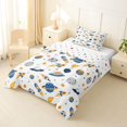 thumbnail image 2 of Manfei Cartoon Planets Twin Comforter Sets,Cute Rocket Print Bedding Set,Blue Orange White,Polkadot Reversible,2-Piece,1 Comforter and 1 Pillowcase, 2 of 7