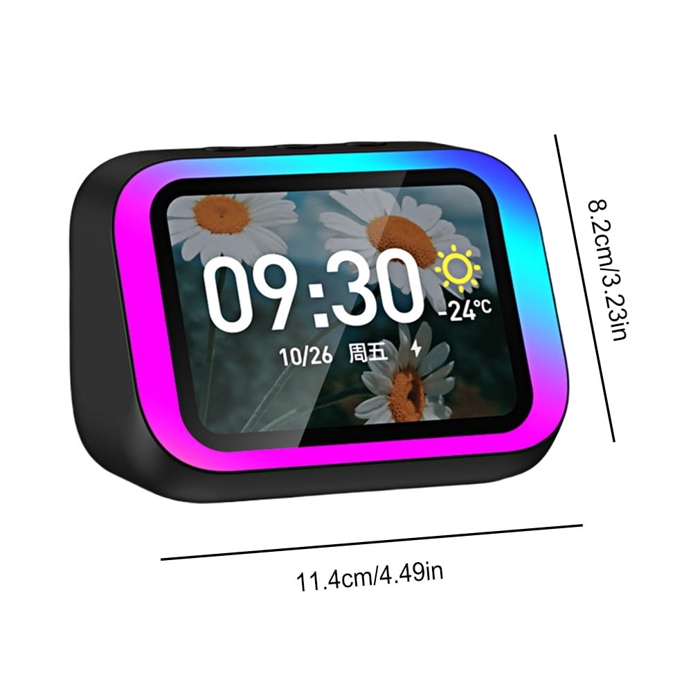 HUISZJ Smart Speaker, Portable BT Speaker Alarm Clock with RGB Lights, Voice Assistant Home Speaker for Bedroom Living Room
