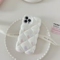 thumbnail image 3 of Rhombic Cases for iPhone 13 Pro Max Case [ Grade Drop Tested],Wave Curly Glossy Bling Glitter Soft Durable Raised Edge Sturdy Phone Case Cover Shell(White, 13 Pro Max 6.7"), 3 of 10