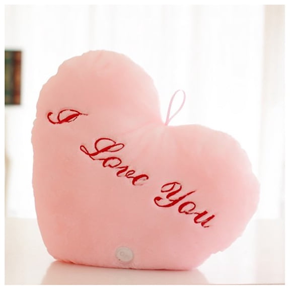 Fwttom Heart Pillow with LED Light - Plush Throw Decorative Pillows for Women Anniversary Birthday Valentines Day Decorations