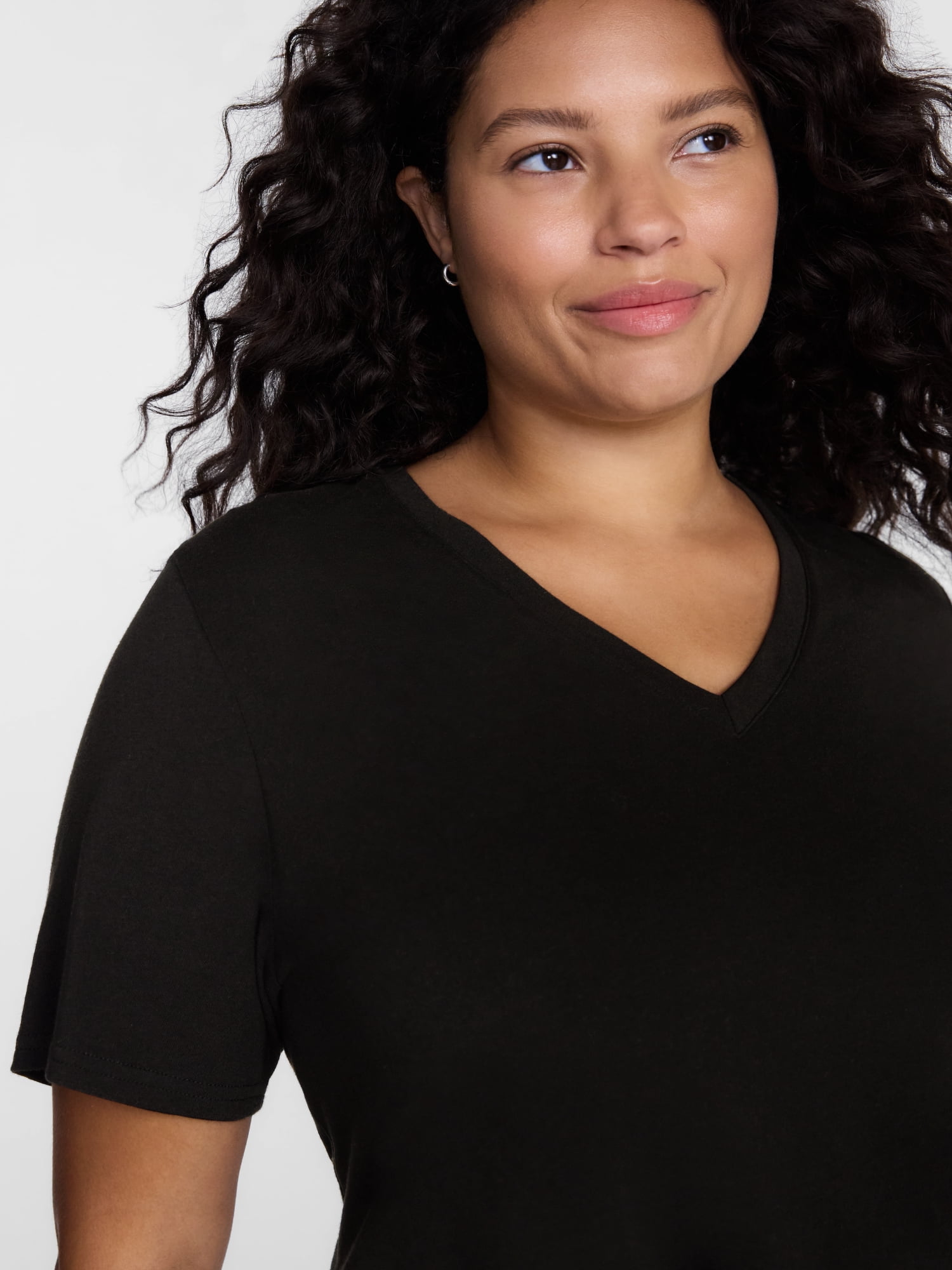 Terra & Sky Women's Plus Size V Neck Tee with Short Sleeves, Size 0X-5X