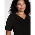 thumbnail image 4 of Terra & Sky Women's Plus Size V Neck Tee with Short Sleeves, Size 0X-5X, 4 of 5