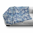 thumbnail image 3 of Tropical Soft Flannel Fleece Throw Blanket, Palm Tree Jungle Theme Exotic Hawaiian Foliage Composition in Blue Tones, Cozy Plush for Indoor and Outdoor Use, 50" x 60", Azure Blue White, by Ambesonne, 3 of 6