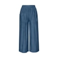 thumbnail image 2 of Eiyaclvo Womens Wide Leg Cpari Pants Cropped High Waisted Summer Casual Palazzo Pant Loose Lounge Flowy Travel Work Trousers with Pockets, 2 of 2