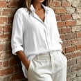 thumbnail image 6 of VBVC Women's Cotton-Linen Button Down Shirt , Ladies' Lightweight Long Sleeve Blouse , Casual Collared Tunic For Women,White,S-2XL, 6 of 10