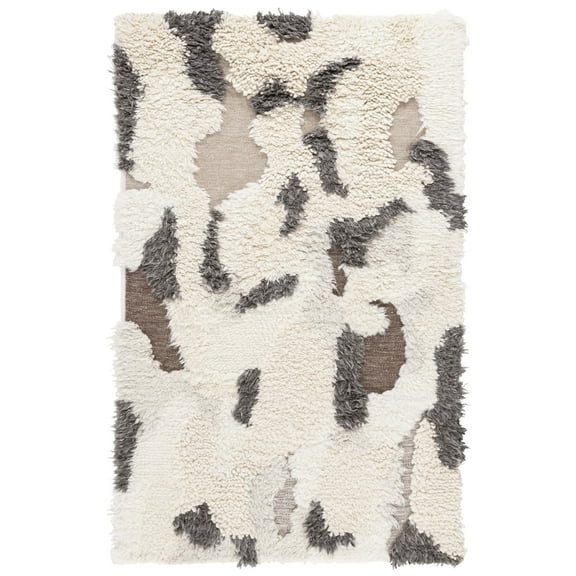 SAFAVIEH Casablanca Tiarnan Abstract Shag Area Rug, Ivory/Grey, 8' x 10'
