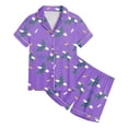 thumbnail image 5 of JUMEYU Girl Pajama Set Girls Summer 2Pcs Sleepwear Sets Striped Short Sleeve Tops and Shorts Pjs for Kids Pajamas Size 12-13 (Purple,12-13 Years), 5 of 5