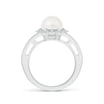 thumbnail image 2 of Angara Freshwater Cultured Pearl and Diamond Ring with Floral Halo in 14K White Gold for Women | June Birthstone Jewelry for Her, 2 of 5