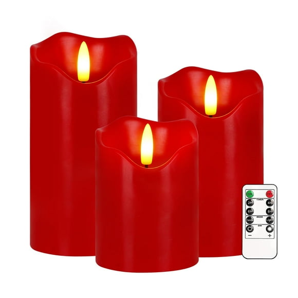 Juego de velas LED rojas sin llama VEEKI con mando a distancia de 10 a 15 cm