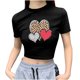 thumbnail image 1 of Moda mujer casual manga corta impresa cuello redondo blusa delgada camiseta damas tops cortos Pompotops hkajfhjk460485, 1 of 4