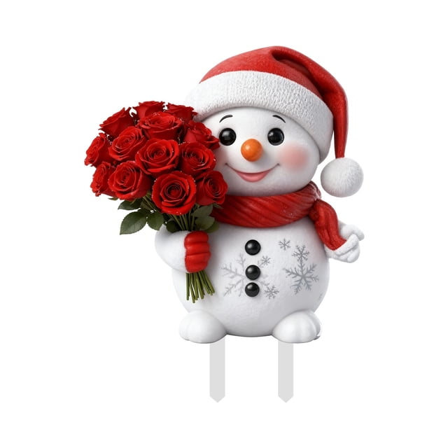 TIELUTT Interesting Xmas Snowman Garden Ground Stake Adornment Colorful Insert Naming Names Garden for Animals Retractable Banners and Signs Customize Easter Cards for Kids Class Solar Ground Lights