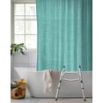 thumbnail image 2 of Split Shower Curtain for Transfer Bench, Vintage Teal Green Fabric Shower Curtains for Bathroom, Farmhouse Retro Solid Color Linen Texture Tub Sliding Transfer Bench Waterproof Bath Curtains 72"x78", 2 of 9