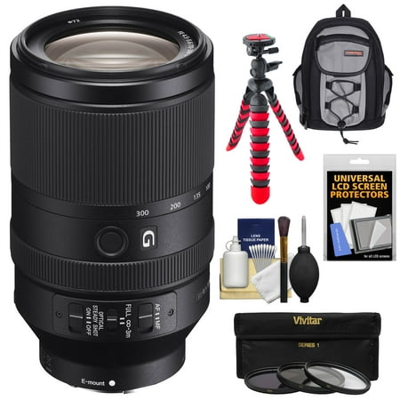 Sony Alpha E-Mount FE 70-300mm f/4.5-5.6 G OSS Zoom Lens with 3 Filters + Backpack Case + Flex Tripod + Kit for A7, A7R, A7S Mark II