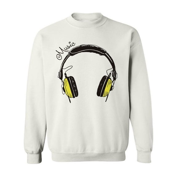 Yellow Headphones With Slogan Sweatshirt Men -Image by Shutterstock, Male x-Large