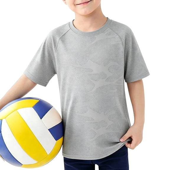SOFTCCLO Boys Tshirts Short Sleeve Crewneck Solid Color Tops Sport Casual Athletic Comfy Kids T Shirts Size 13-14Y