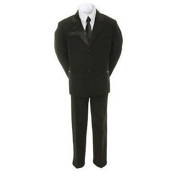 New Born Baby Toddler Kid Teen Boy Black Formal Wedding Party Suit Tuxedo S-20