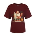 thumbnail image 6 of Duqingm Santa Shirt Cute Xmas Tree Graphic Tees for Women Trendy Short Sleeve Ugly Christmas Tshirts Trendy Holiday Christmas Tops Wine,M, 6 of 6