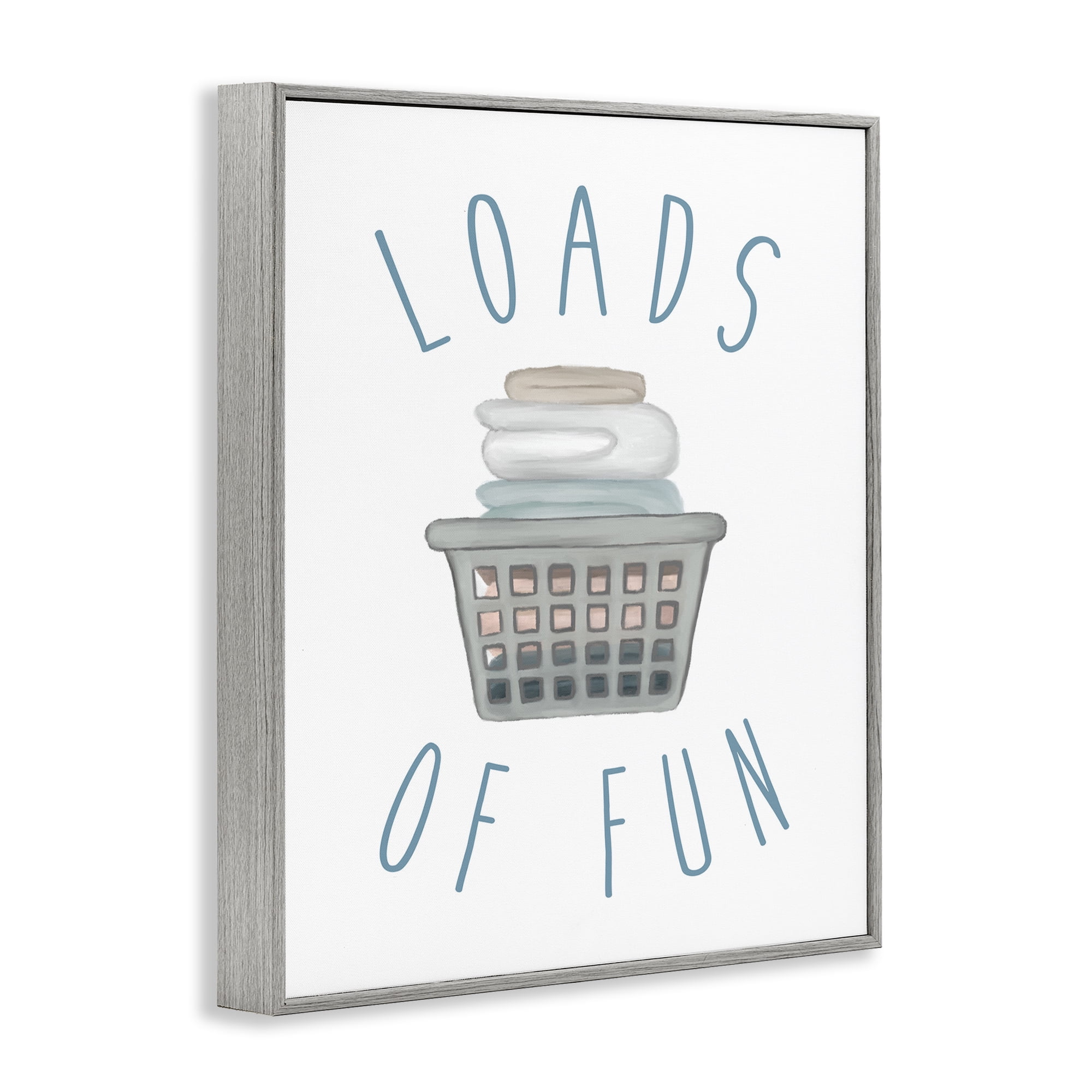 Stupell Industries Loads Of Fun Laundry Basket Gray Framed Giclee Art, design by Elizabeth Medley