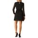 thumbnail image 3 of Vestido de fiesta de mujer Inspire Chic con escote en V, mangas largas, falda acampanada y estrellas doradas, talla L, color negro, 3 of 8