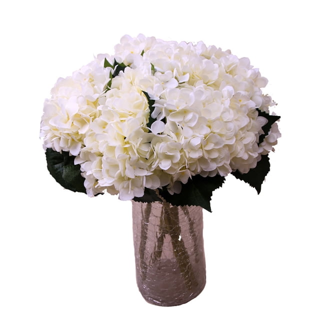 Arreglo floral de hortensias artificiales blancas extravagantes para la decoración del hogar