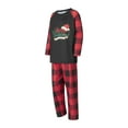 thumbnail image 4 of Elippeo Christmas Family Pajamas Matching Set Letter Santa Hat Print Long Sleeve Tops and Plaid Pants Sleepwear, 4 of 10