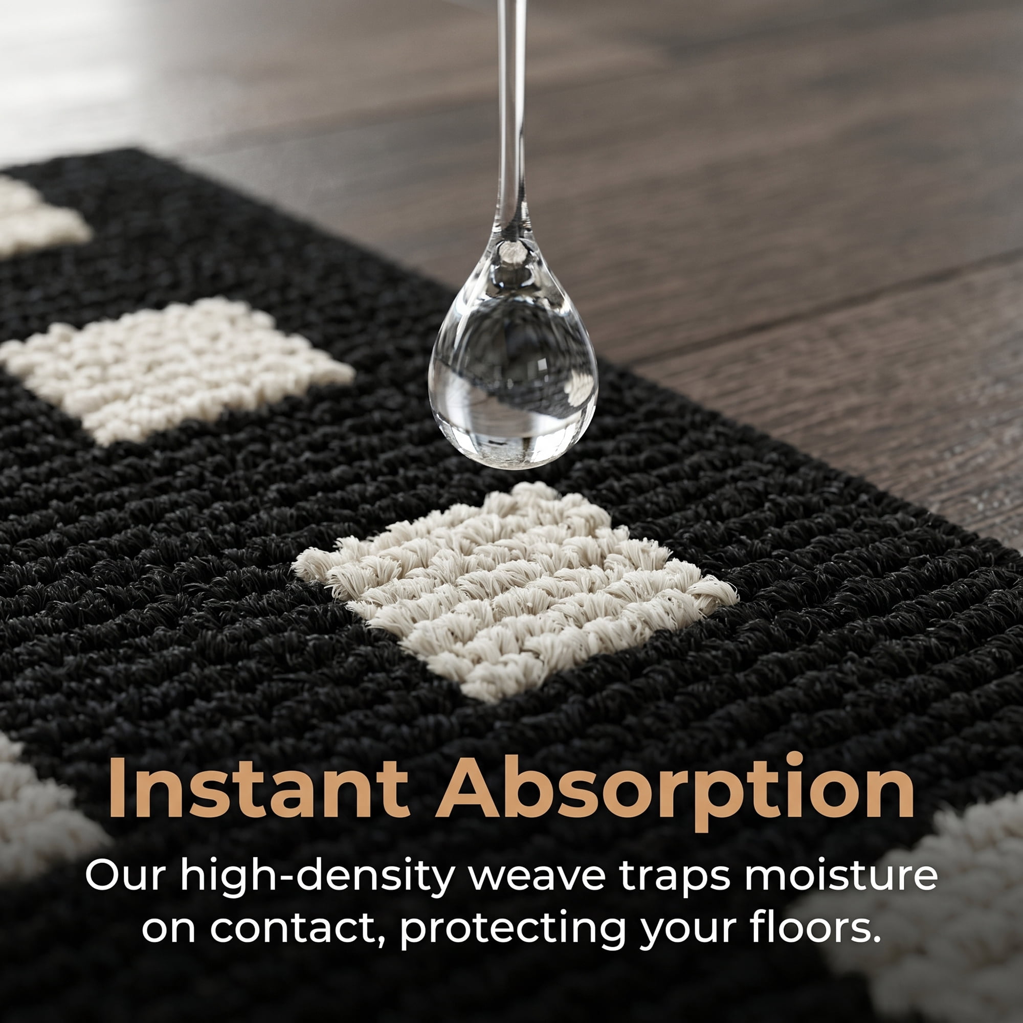 Unique Bargains Geometric Waterproof Non-Slip Entryway Rug Scraper Doormat Black 32" x 20"