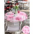 thumbnail image 5 of Outdoor Tablecloths with Umbrella Hole & Zipper, Pink White Bow Round Tablecloths 60 Inch, Modern Art Watercolor Bowknot Waterproof Table Cloth, Patio/Pool/Picnic Table Covers, 5 of 8