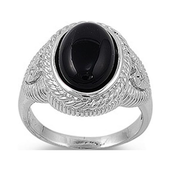 Simulated Black Onyx Rope Ring .925 Sterling Silver Band Cubic Zirconia Jewelry Female Male Size 9
