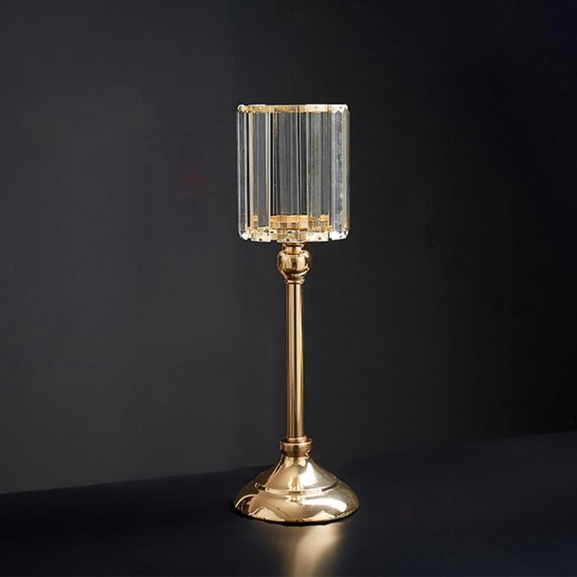 Candelero de Mesa Colco Dorado con Cubierta de Cristal para Comedor y Decoración de Hogar L