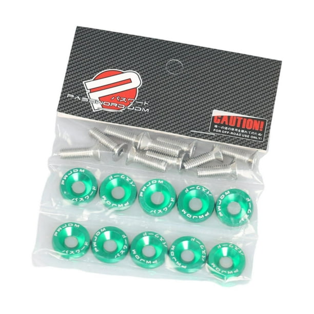 Arandelas para guardabarros M6 Piezas modificadas para automóviles Tornillos y sujetadores resistentes y de alta confiabilidad Verde