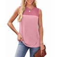 thumbnail image 3 of Débardeur pour Femmes Décontracté Tricoté Été Sans Manches Col Rond Printemps Chemises à Blocs de Couleur Mode 2026 Rose G, 3 of 8