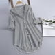 thumbnail image 2 of Blusa informal de talla grande para mujer, blusa tipo túnica, camisa elegante de rayas, manga larga, cuello vuelto, botones, holgada, 2 of 3