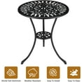 thumbnail image 6 of 23.6" Round Cast Aluminum Patio Bistro Table, Outdoor Coffee Bistro Side Table with Umbrella Hole, Antique Design Dining Desk for Backyard, Garden, Porch, Pool, Balcony, Black, 6 of 9