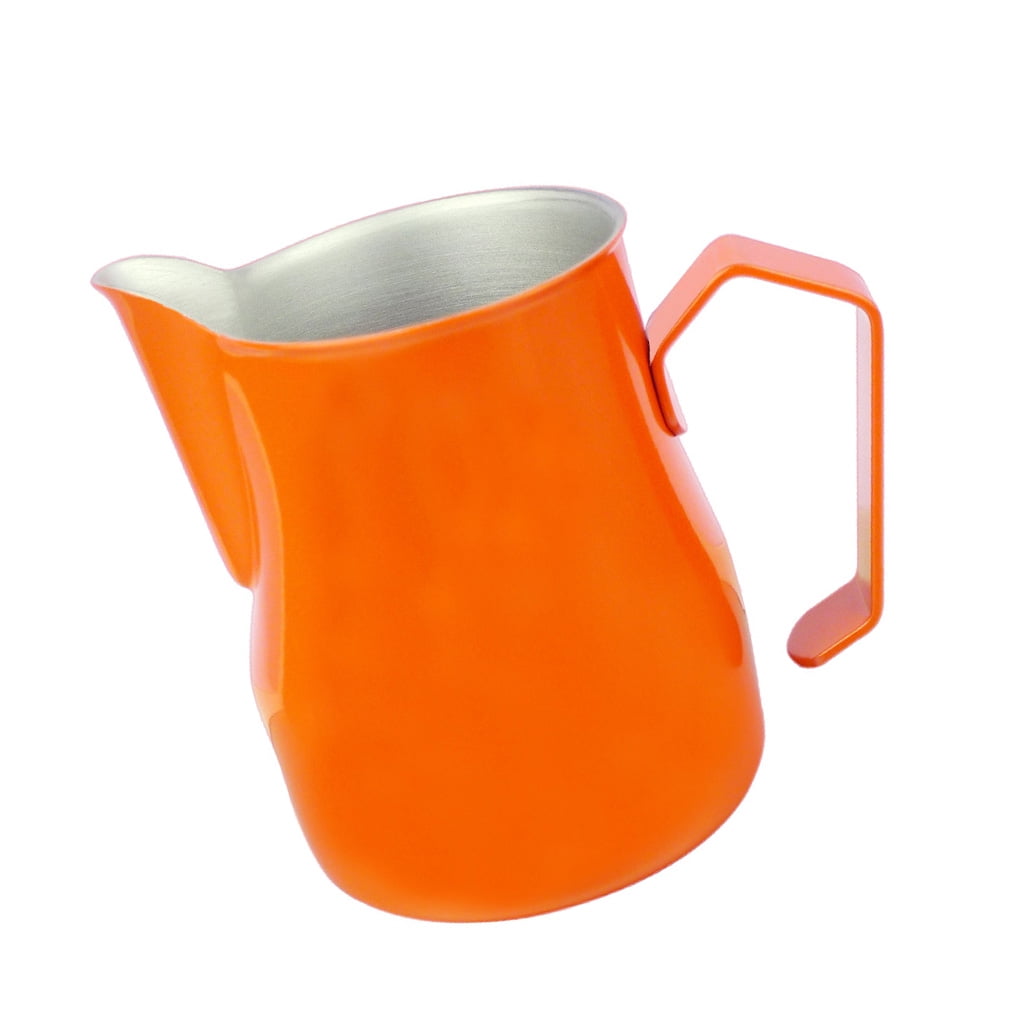 Fiocias Thick Stainless Steel Coffee Frothing Milk Latte Jug Pitcher 350ml Orange