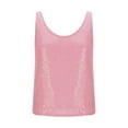 thumbnail image 4 of Felirenzacia Women's Solid Color Sparkling Sequin Tank Top, Wide Strap Round Neck Sleeveless Loose Tube Top, Pink,L, 4 of 8