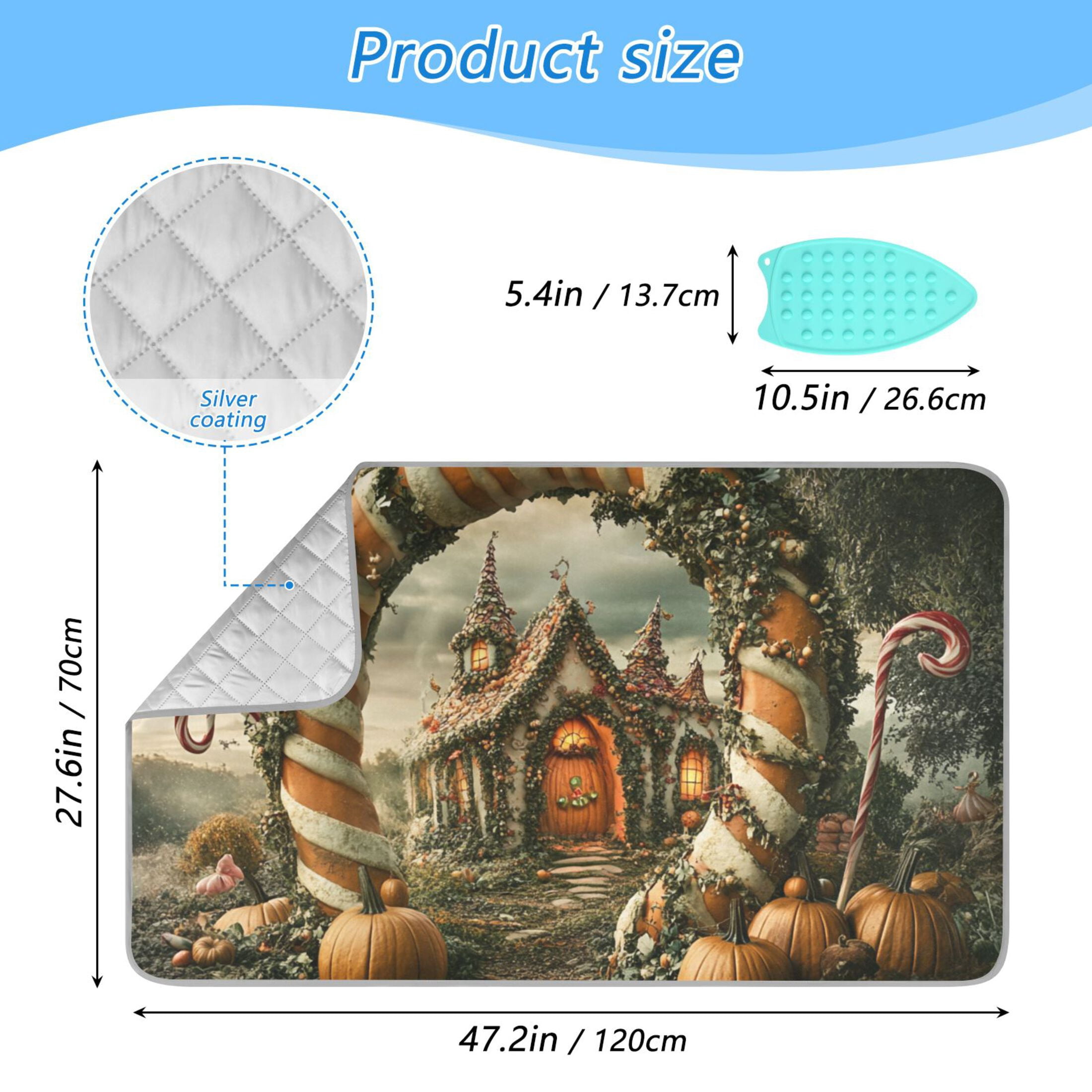 Fairy Tale Cottage and Candy Arch Ironing Mat Blanket for Table Top Travel Portable Ironing Board Pad 47.2x27.6 Inch