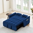 thumbnail image 2 of 3 in 1 Convertible Sleeper Sofa Bed, 55 Inch Modern Pull Out Couch Bed with Adjustable Backrest, Velvet Loveseat Sofa Bed with Pillows & Pockets for Living Room, 2 of 8