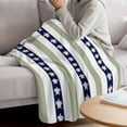 thumbnail image 3 of Coastal Turtle Blanket Soft Cozy Warm Throw Blanket for Couch, Plush Fuzzy Flannel Fleece Blankets for Sofa, Sage Green Stripe Navy White Ocean Bed Blankets Lightweight Gifts for Women, 50"x80", 3 of 9