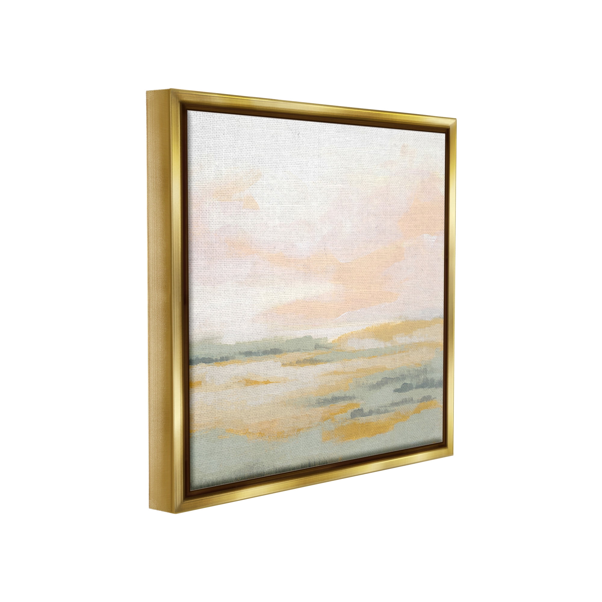 Stupell Industries Pastel Clouds Horizon Abstract Painting Gold Floater Framed Canvas Art Print Wall Art, 25 x 25