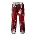 thumbnail image 4 of Fabrcox Christmas Flannel Pj Pants for Men Big and Tall Straight Leg Elastic Waist Christmas Snowflake Santa Claus Casual Christmas Baggy Bottoms Pants Deep Red M, 4 of 5