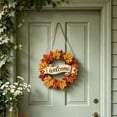 thumbnail image 4 of Fall Decoration, 11.8" Fall Wreaths for Front Door, Thanksgiving Door Sign, Maple Leaf Welcome Hanging Decor, Wooden Front Door Pendant, Autumn Wall Art, Harvest Home Ornament, Seasonal Porch Decor, 4 of 7