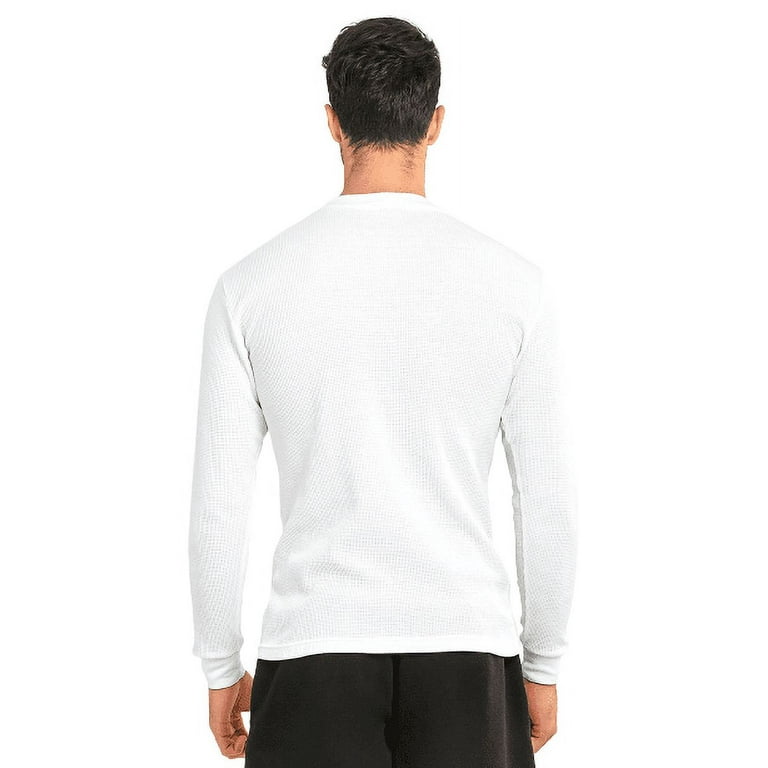 Men's Medium Weight Cotton Long Sleeve Thermal Top, White 3XL,