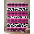 thumbnail image 4 of Shower Curtains for Bathroom-36"x72", Mexico Cow Animal Black White Skin Texture Waterproof Bath Curtain Grommet Shower Curtain Set with Hooks, Rose Red Stripes Washable Bath Accessories, 4 of 6