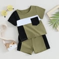 thumbnail image 2 of Bagilaanoe 2pcs Toddler Baby Boy Shorts Set Contrast Color Short Sleeve T Shirt Tops + Shorts 6M 12M 18M 24M 3T 4T Kids Casual Summer Clothes, 2 of 7