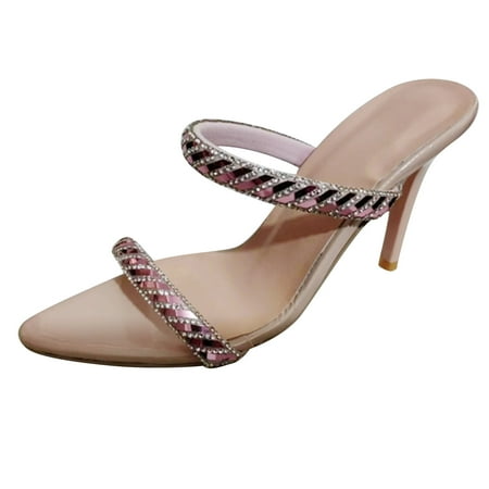

Sandals for Women Dressy Summer Flats Womens Sandals Open Toe Shoes Sparkly Bling Ankle Buckle Strap Beach Sandals