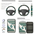 thumbnail image 3 of Yuyamidu Cactus Car Seat Cover Green Aztec Ethnic Car Steering Wheel Cover Seat Belt Cover Cup Holders Auto Center Console Pad Key Ring, Set of 13, 3 of 6