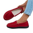 thumbnail image 5 of Women's House Slippers Flat Heel Closed Toe Slip-on Loafer Slippers Winter Casual Home Indoor Outdoor Plus Velvet Warm Slippers for Women Red 9, 5 of 10